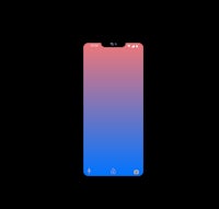 a phone with a pink and blue gradient on a black background